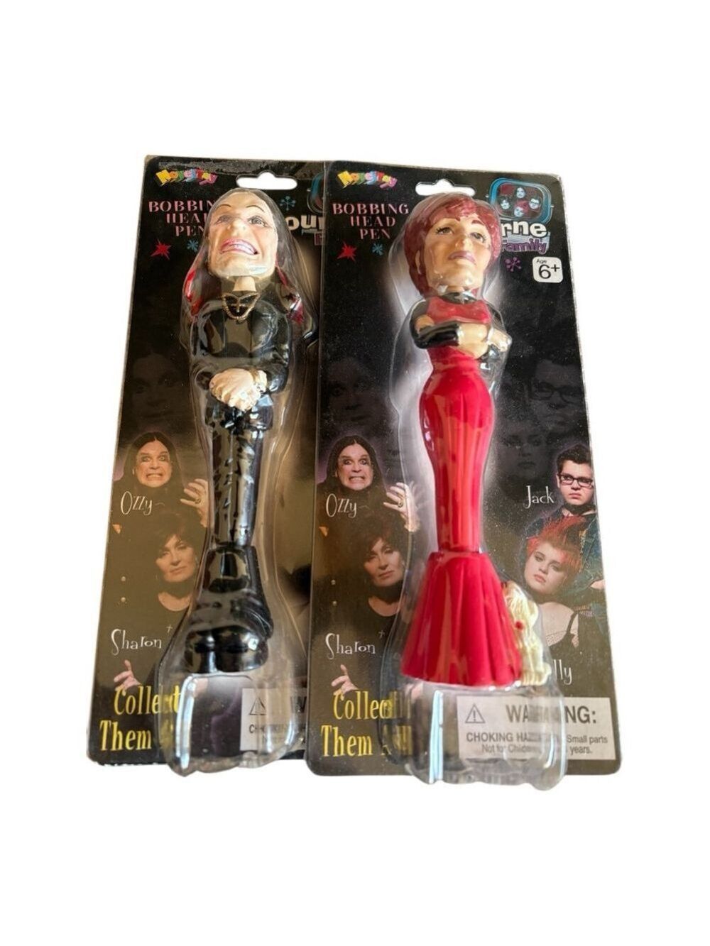 The Osbourne Family Lot of 2 (Ozzy & Sharon) Bobbing Head Pens NIB